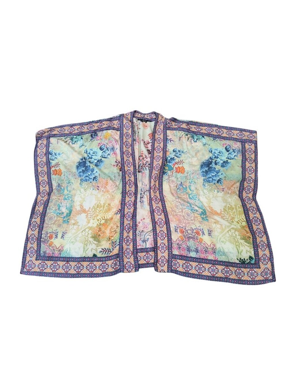 Tolani Collection Womens Floral Kimono Jacket 2X Peach Blue Pink Orange
